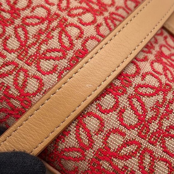 LOEWE Amazona 23 Anagram Size 23 Canvas/Leather Beige/Red - Picture 7 of 14